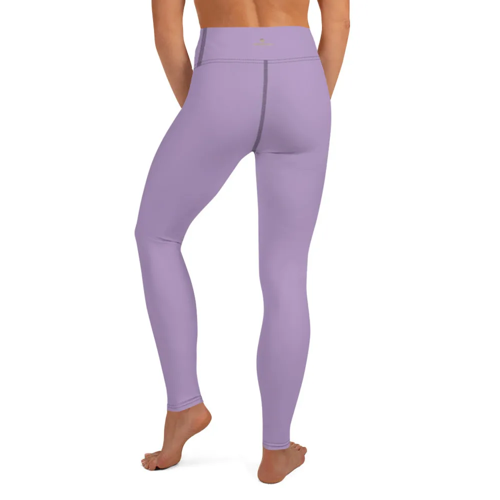 Solid Purple Color Yoga Leggings, Light Pale Purple Women's Long Tights-Made in USA/EU/MX