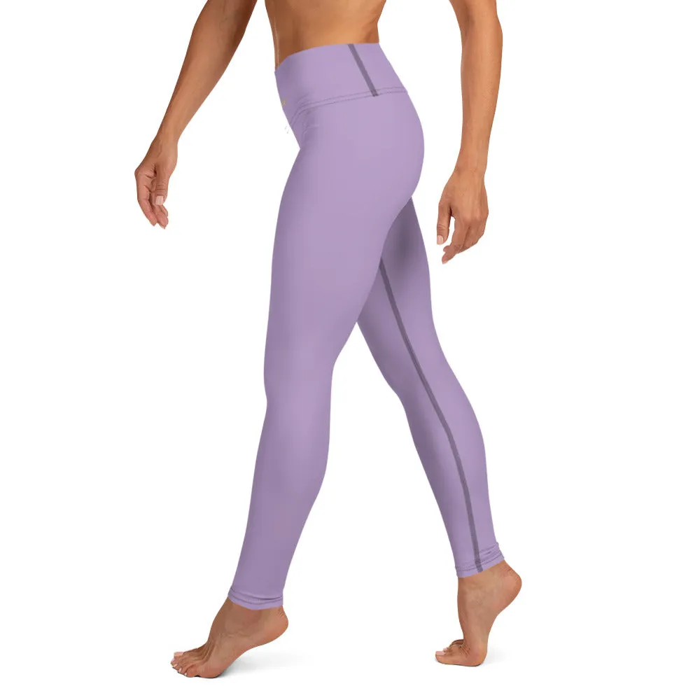 Solid Purple Color Yoga Leggings, Light Pale Purple Women's Long Tights-Made in USA/EU/MX
