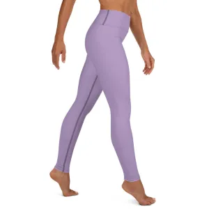 Solid Purple Color Yoga Leggings, Light Pale Purple Women's Long Tights-Made in USA/EU/MX