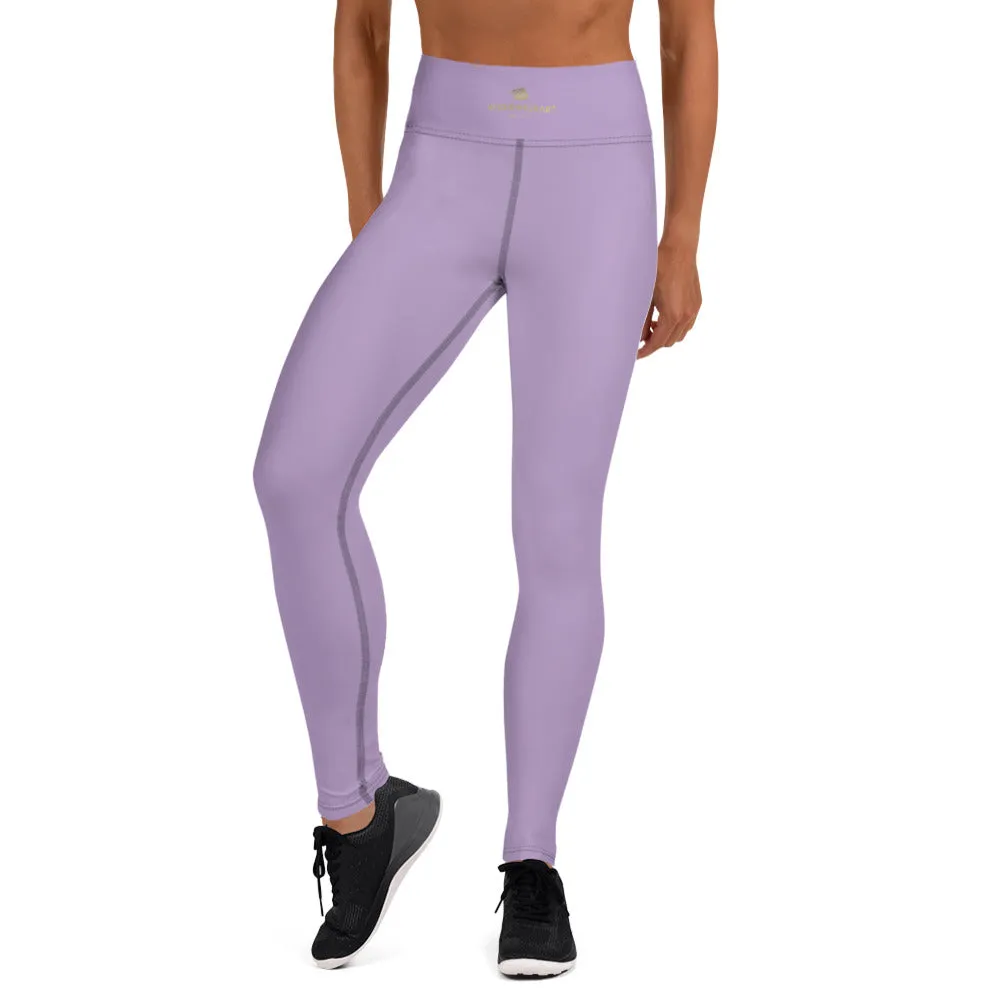 Solid Purple Color Yoga Leggings, Light Pale Purple Women's Long Tights-Made in USA/EU/MX