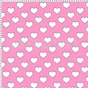 Spandex Hearts White On Milkshake - Spandex 190gsm