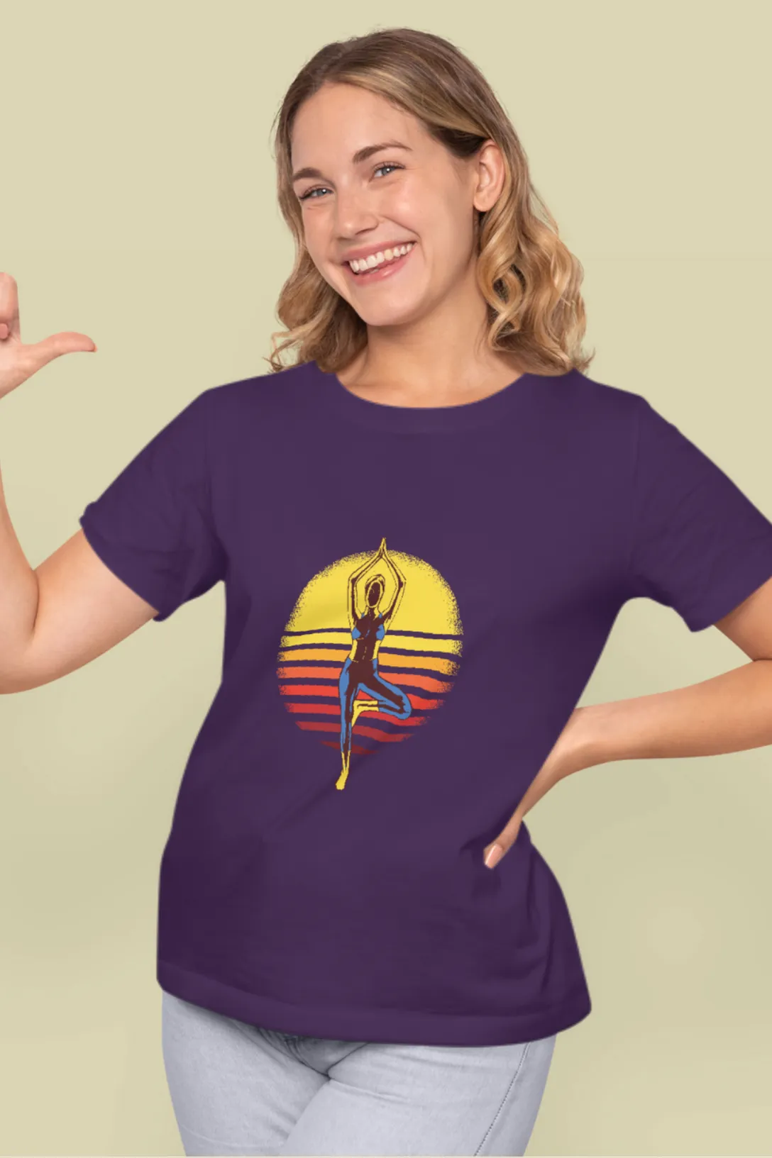 Sunset Yoga Printed T-shirt for women