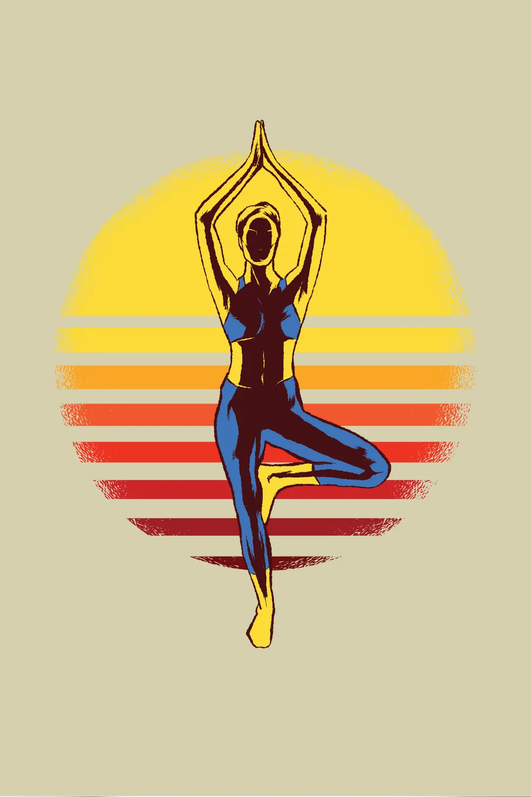 Sunset Yoga Printed T-shirt for women