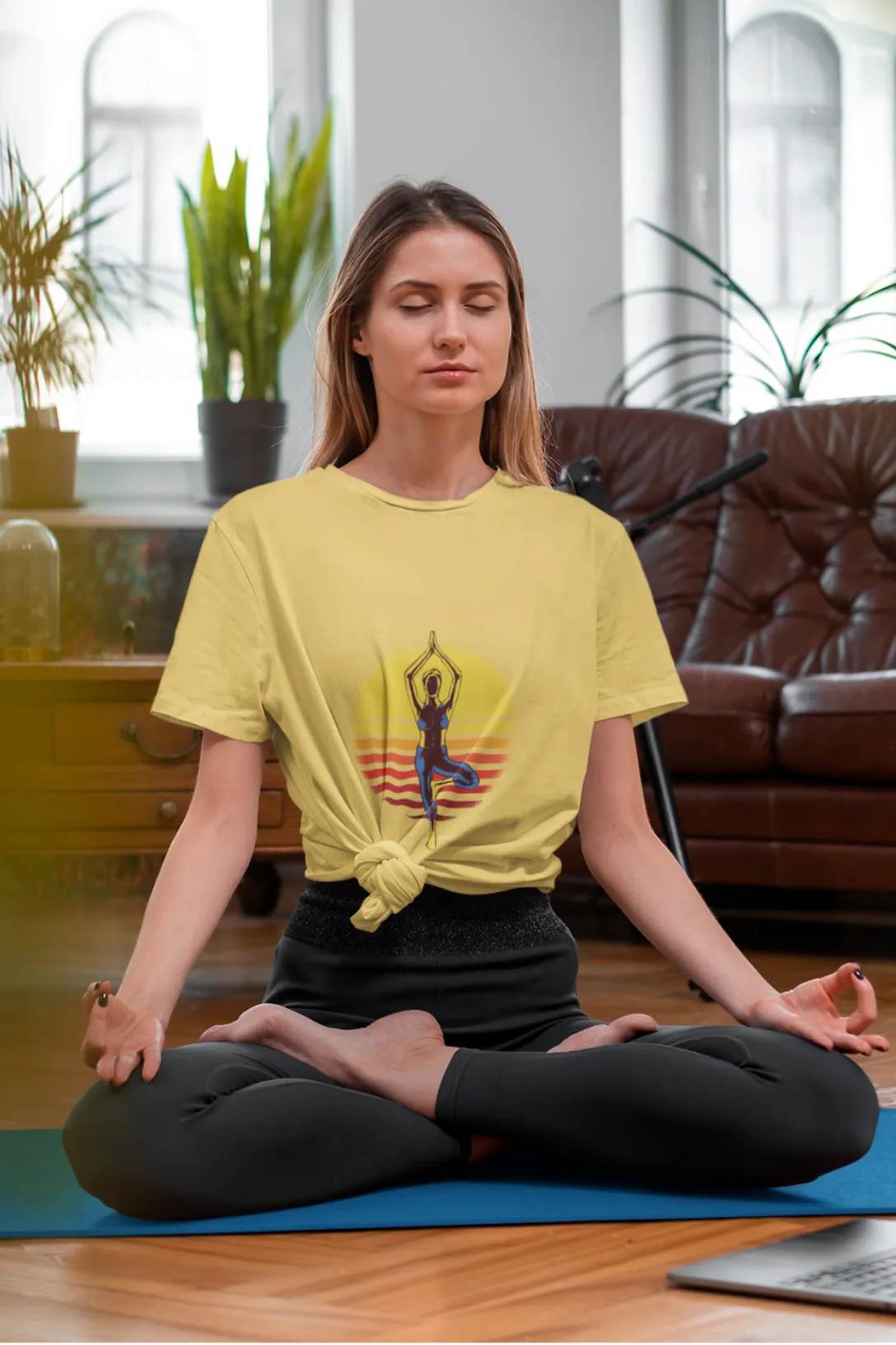 Sunset Yoga Printed T-shirt for women
