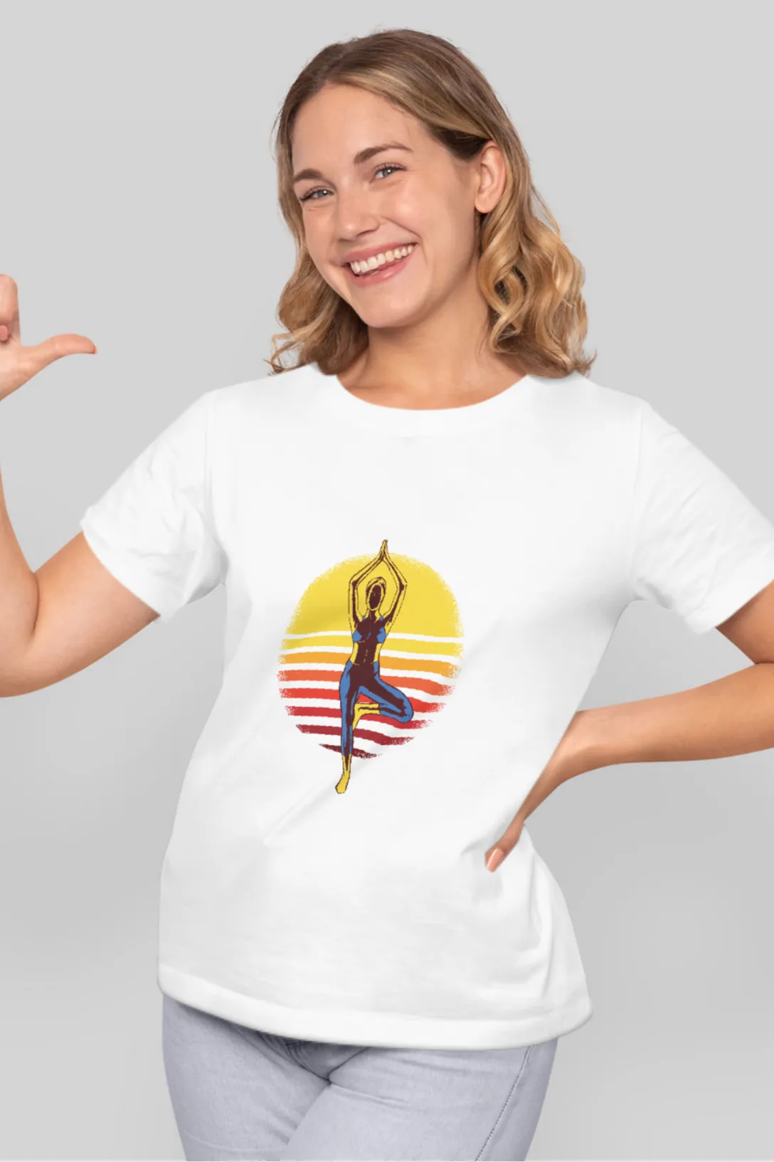 Sunset Yoga Printed T-shirt for women