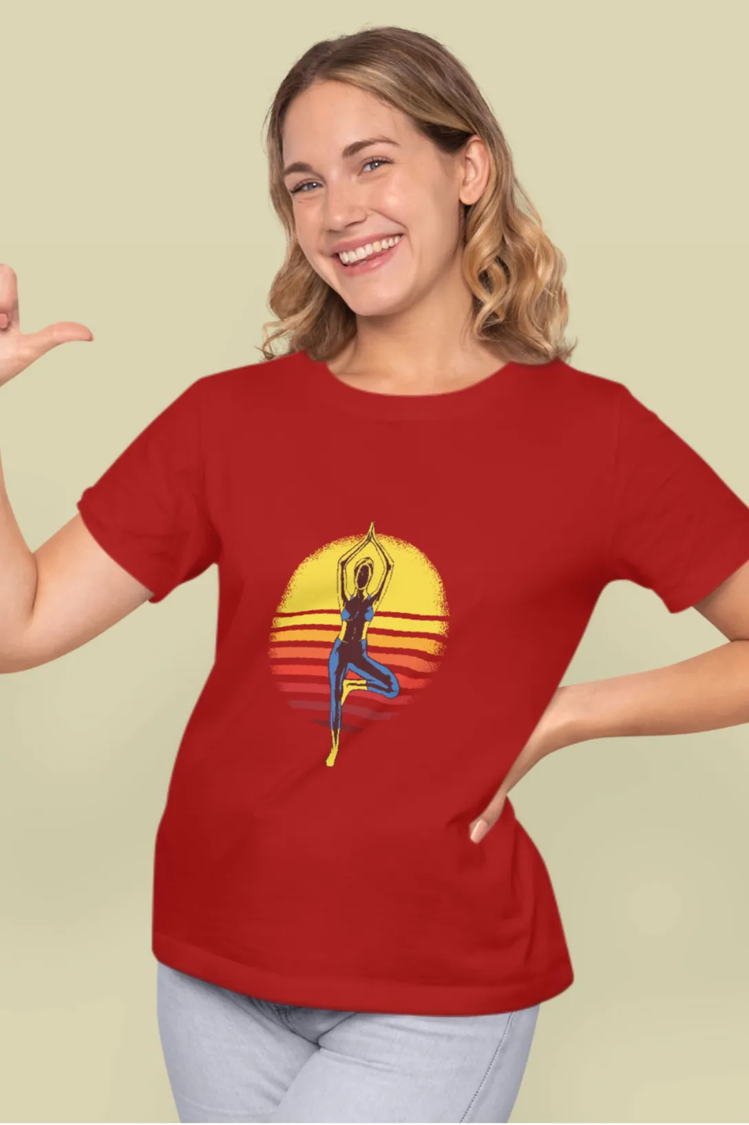 Sunset Yoga Printed T-shirt for women