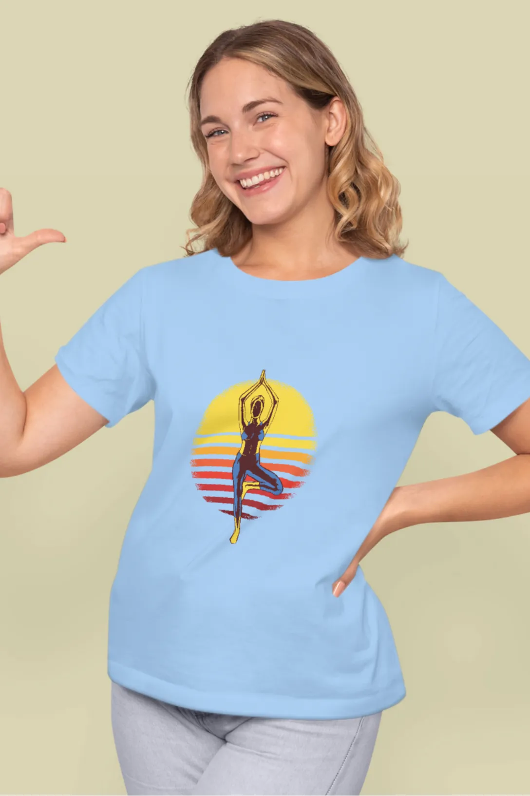 Sunset Yoga Printed T-shirt for women