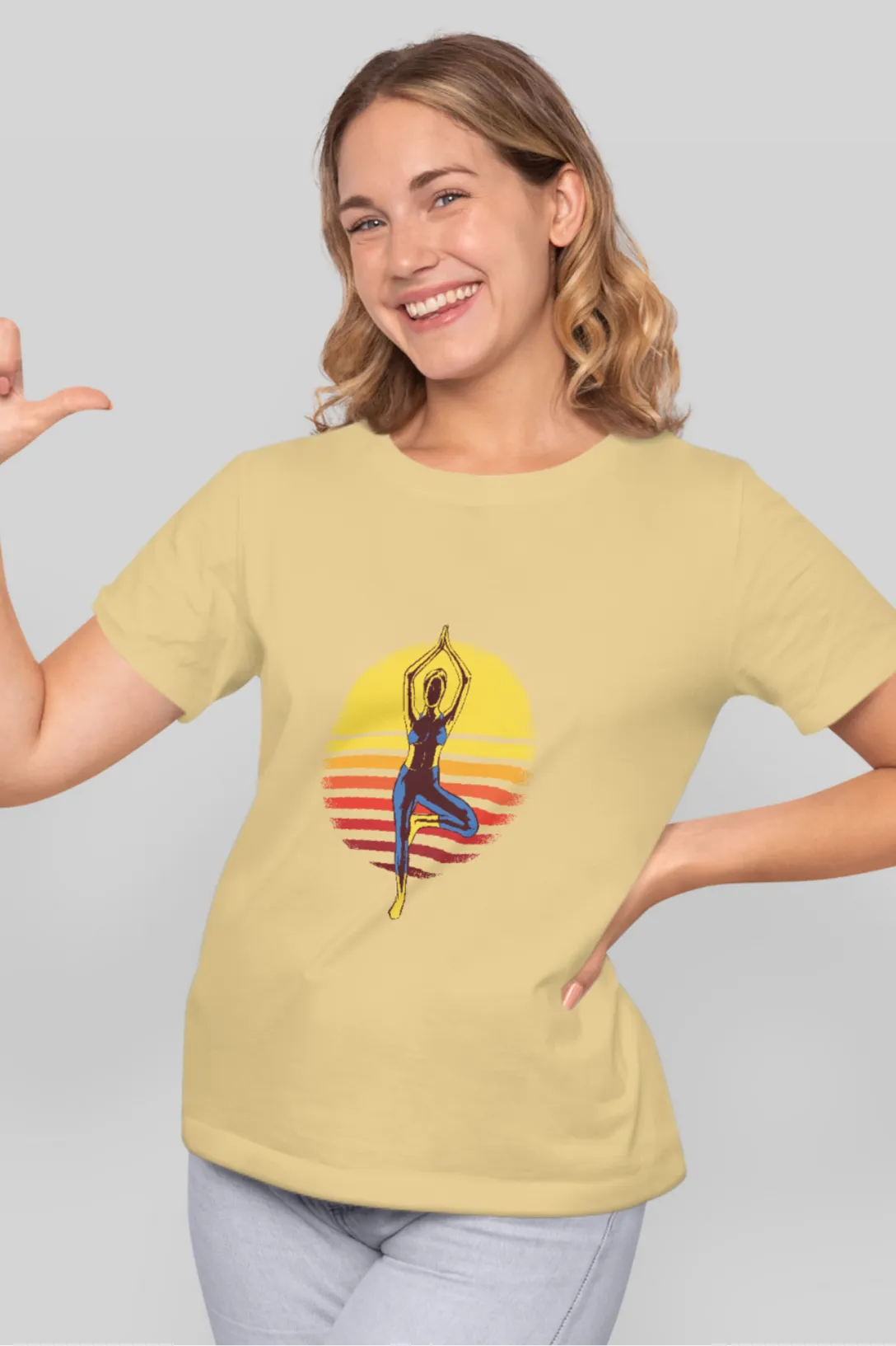 Sunset Yoga Printed T-shirt for women