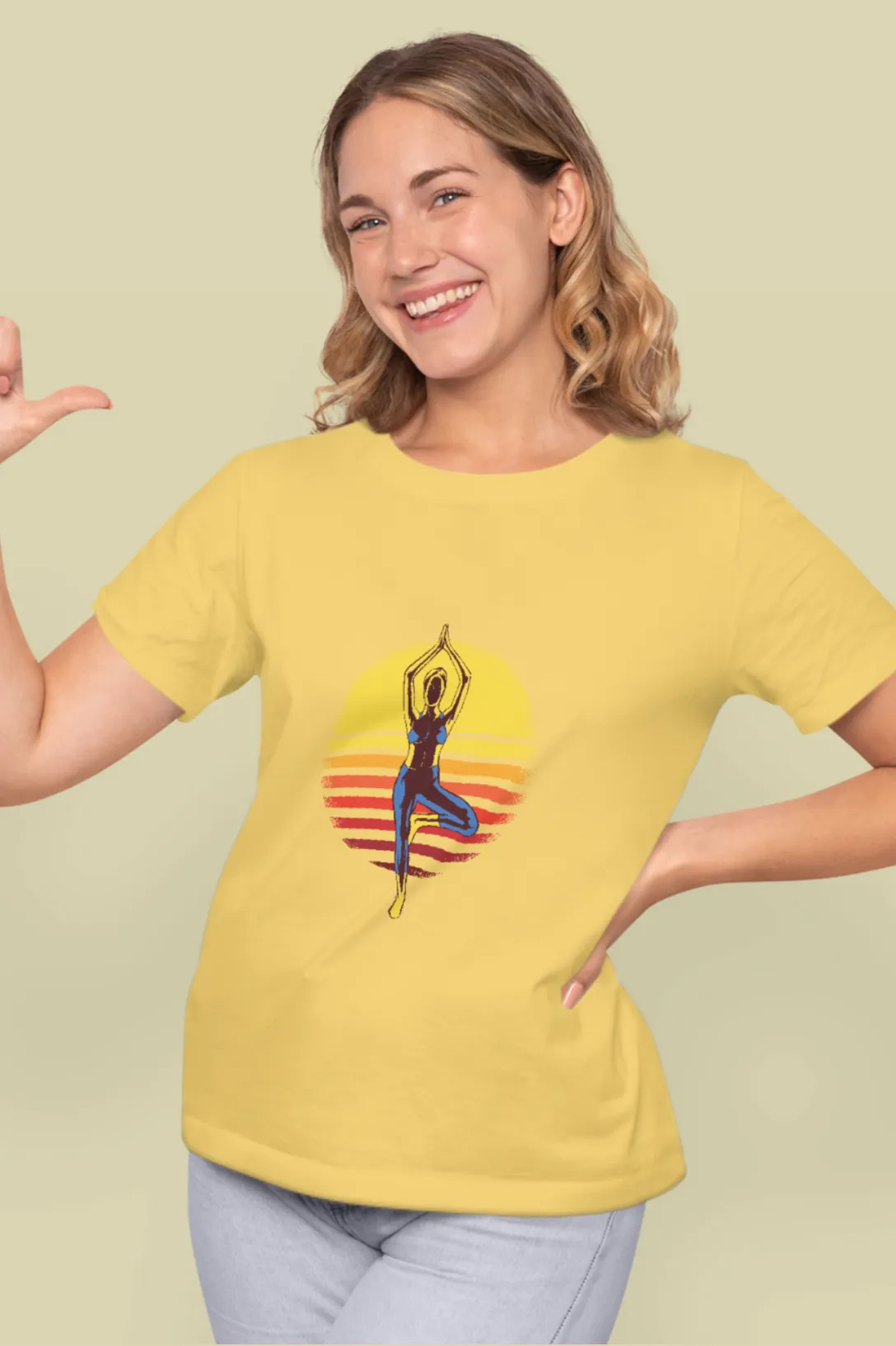 Sunset Yoga Printed T-shirt for women