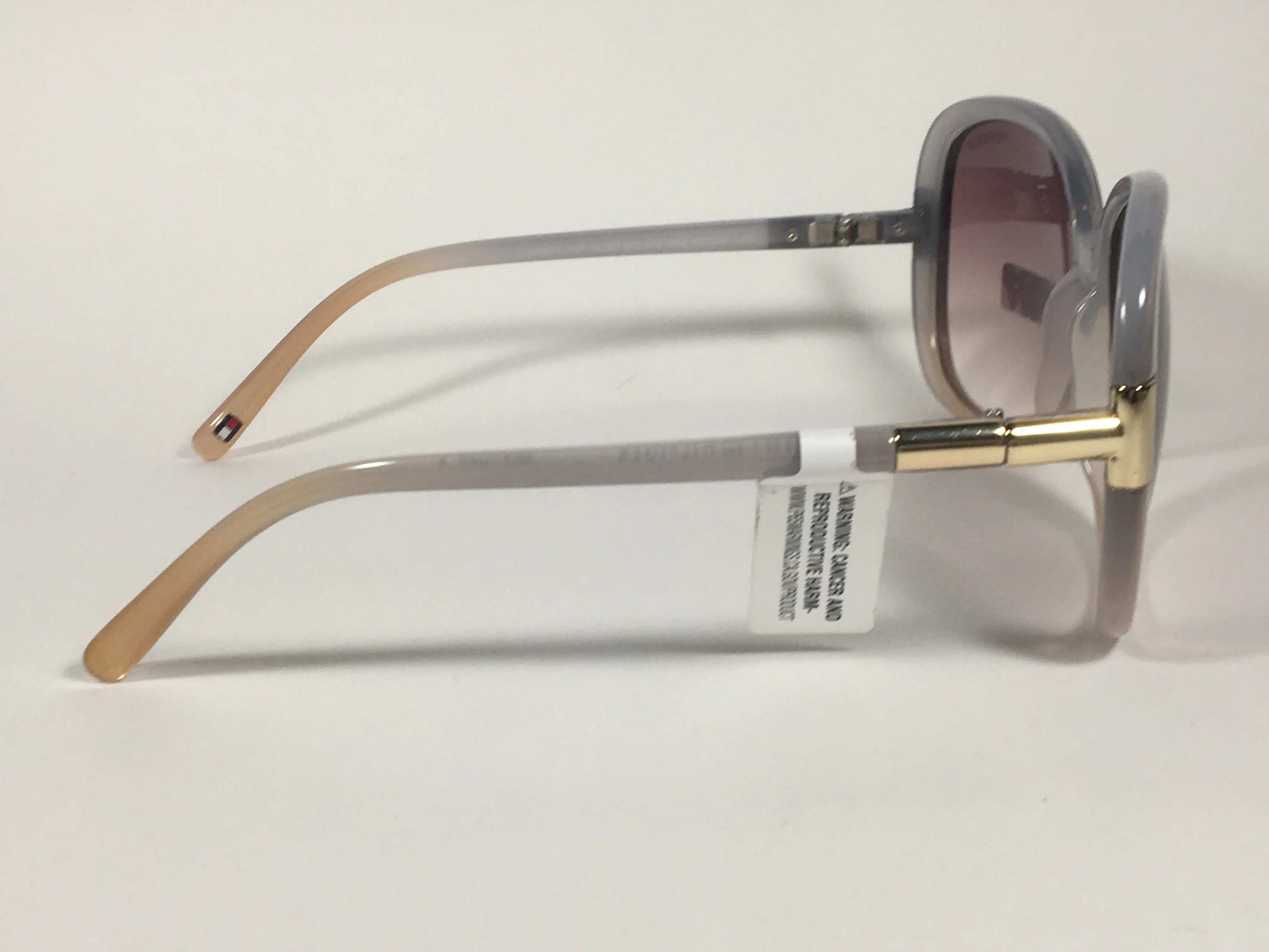 Tommy Hilfiger Janet Large Oval Sunglasses Gray Nude Frame Brown Gradient Lens JANET WP OL90