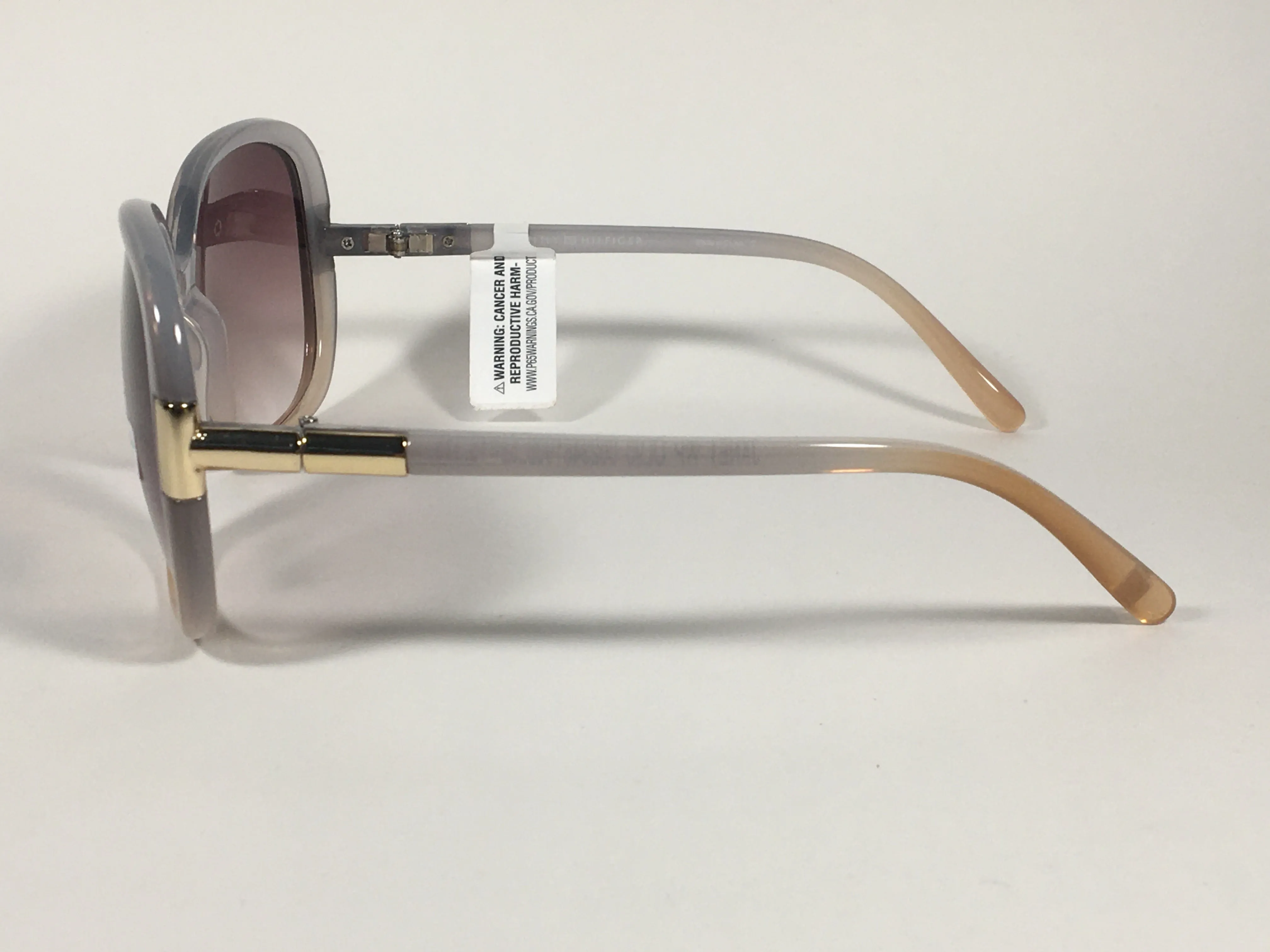 Tommy Hilfiger Janet Large Oval Sunglasses Gray Nude Frame Brown Gradient Lens JANET WP OL90