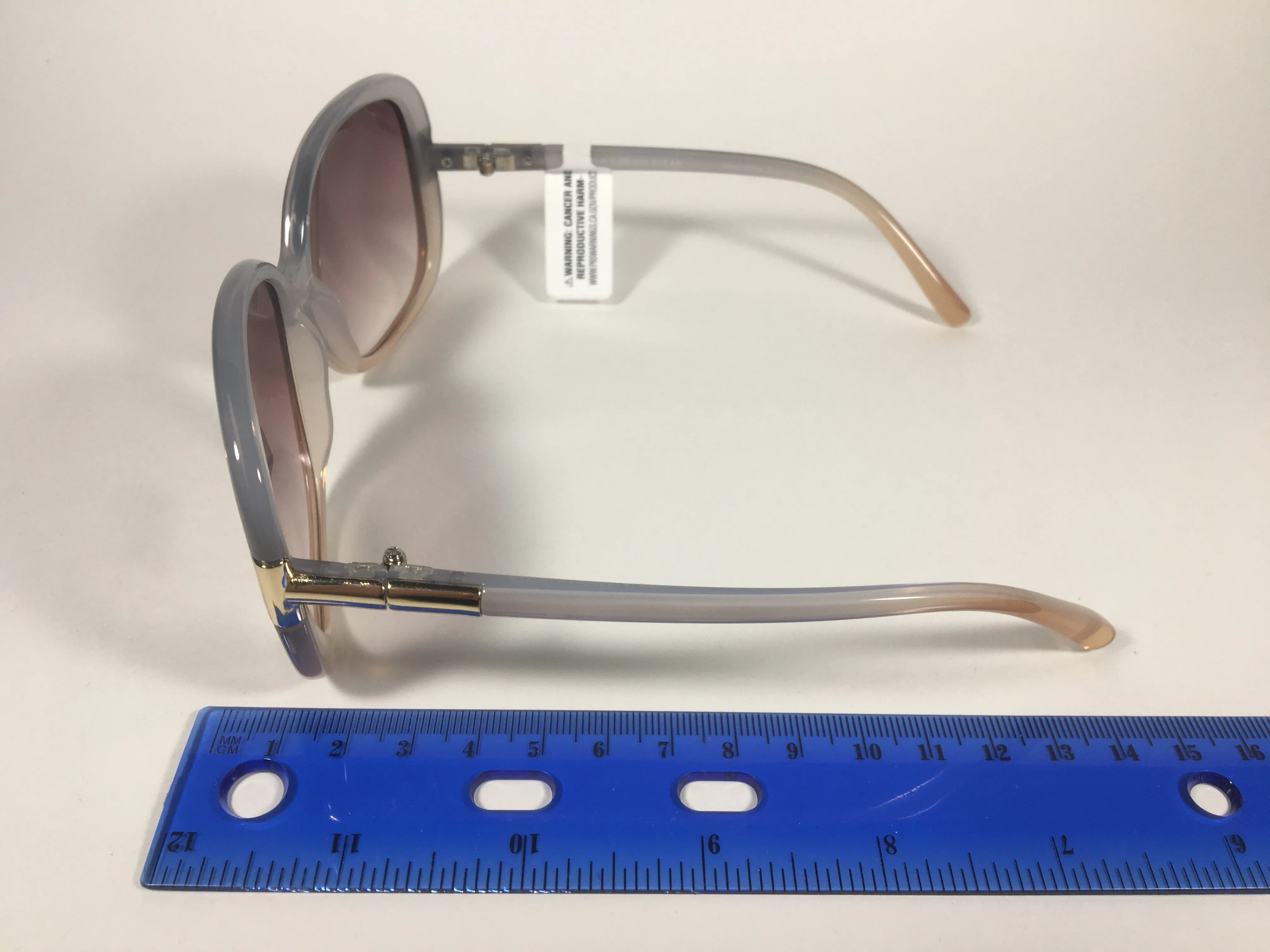 Tommy Hilfiger Janet Large Oval Sunglasses Gray Nude Frame Brown Gradient Lens JANET WP OL90
