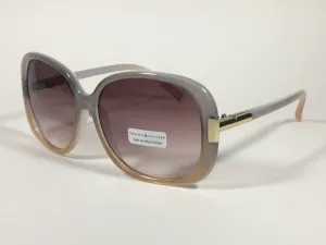 Tommy Hilfiger Janet Large Oval Sunglasses Gray Nude Frame Brown Gradient Lens JANET WP OL90
