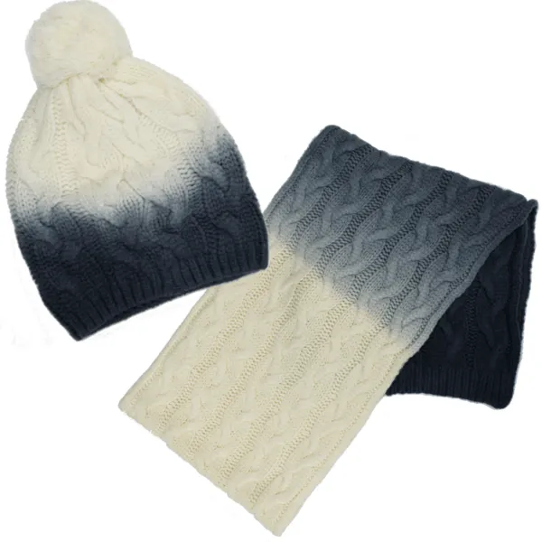 Two Tone Hat and Scarf