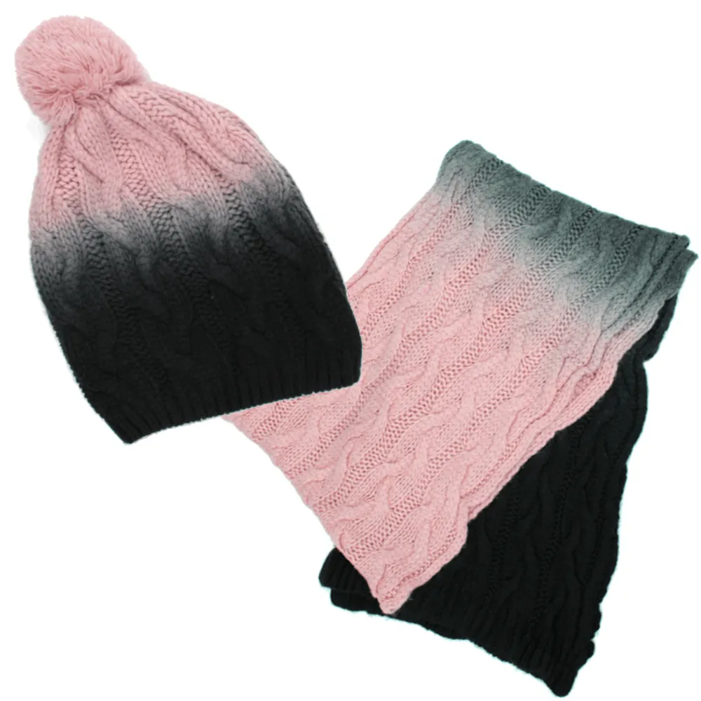 Two Tone Hat and Scarf
