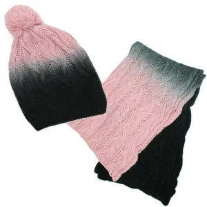 Two Tone Hat and Scarf