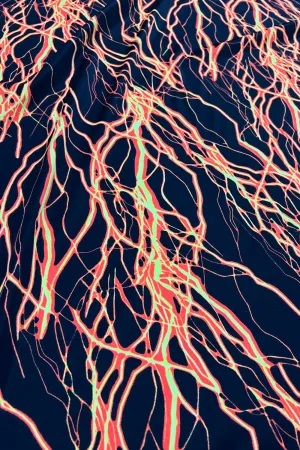 UV Orange Lightning Print Fabric