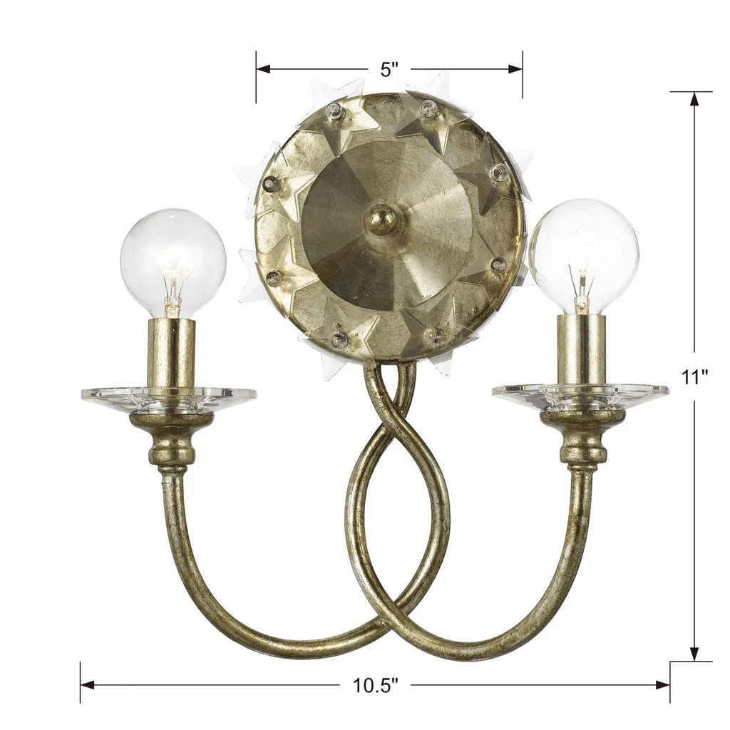 Willow 2 Light Antique Silver Sconce