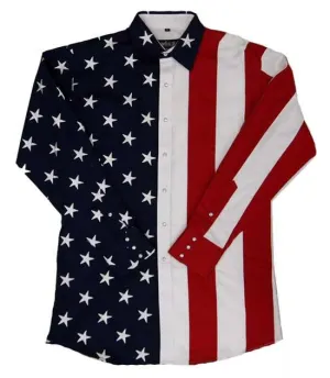 Women's Embroidered Western Shirt: White Horse Patriotic
