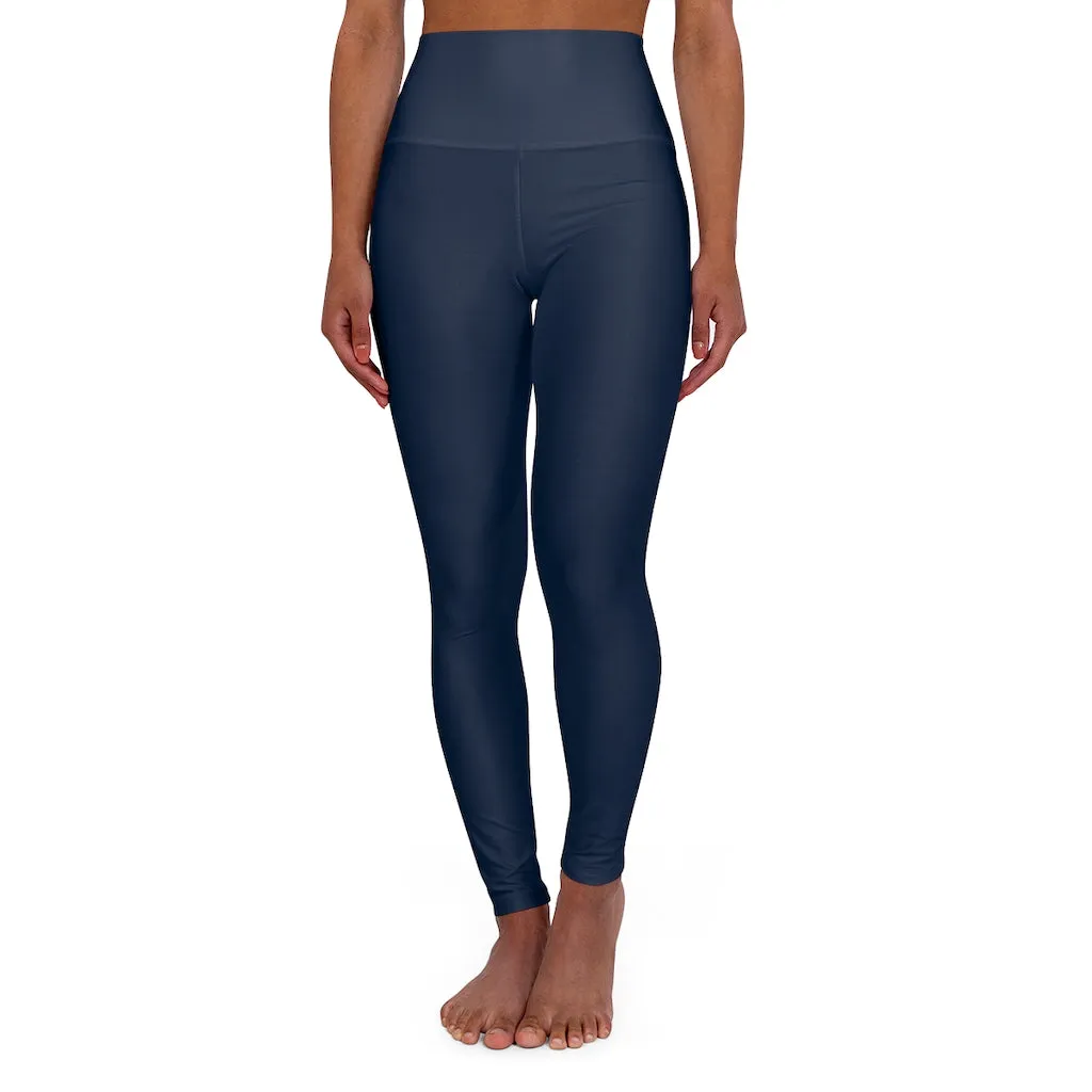 Womens High Waist Fitness Leggings / Yoga Pants - Navy Blue