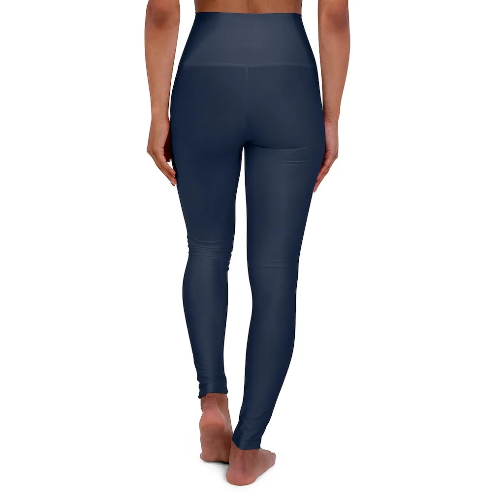 Womens High Waist Fitness Leggings / Yoga Pants - Navy Blue