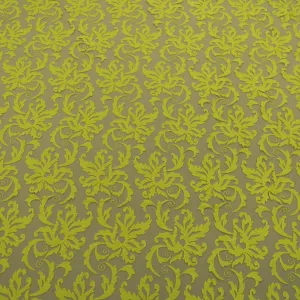 Yellow Tulle with Yellow  Floral Design Embroidered  Fabric