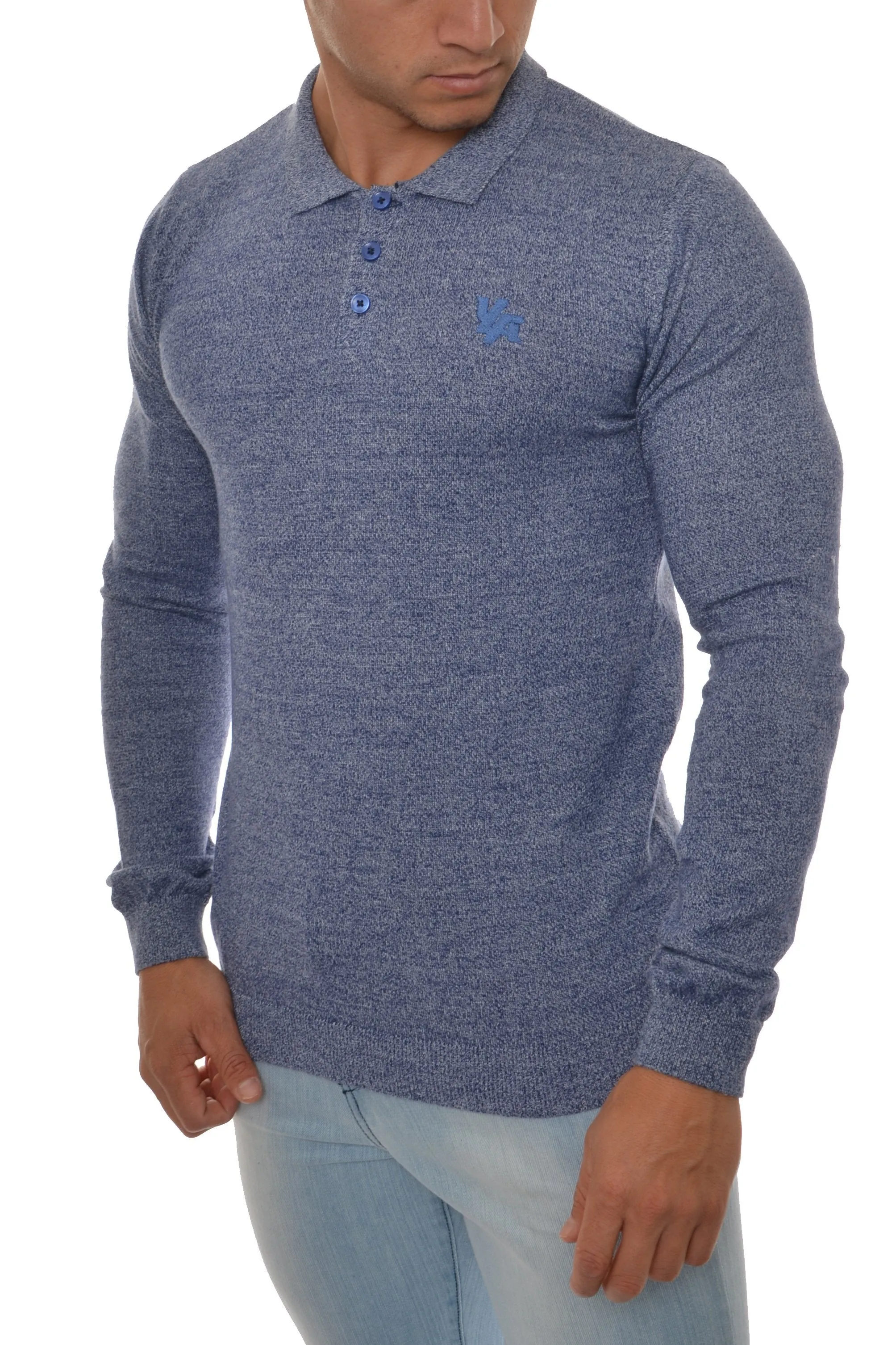 YoungLA Fitted Long Sleeve Knitted Polo Shirts 412