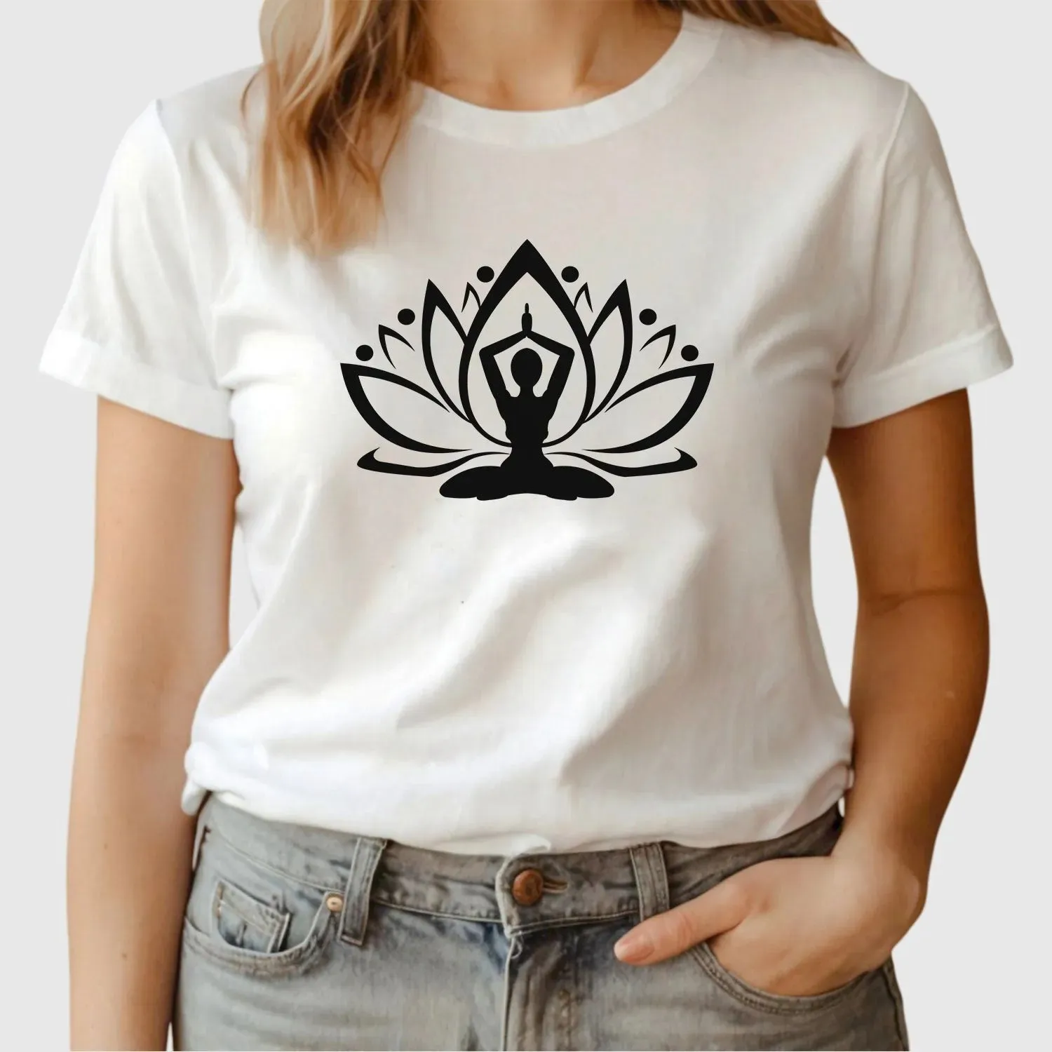 Zen Namaste T-Shirt - Lotus Motif - Yoga & Meditation Apparel